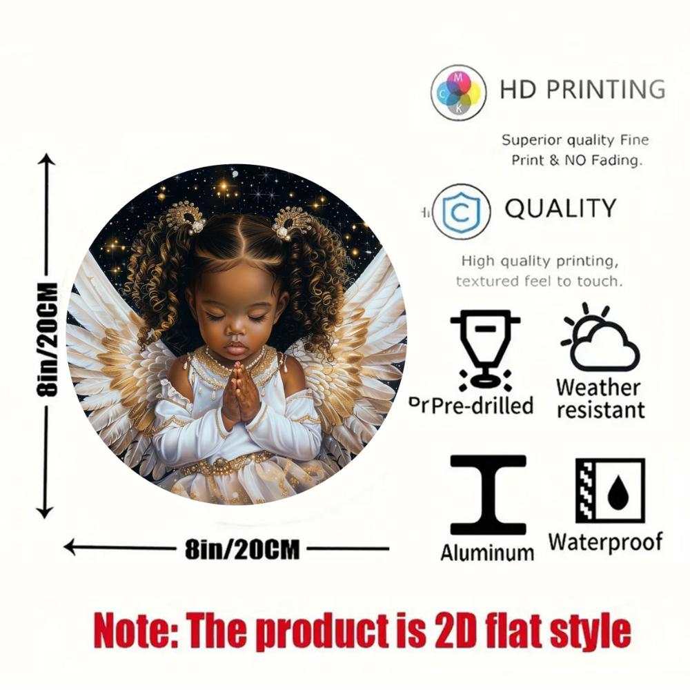 One Piece Angel Baby Rundes Aluminium-Wandschild - Klassischer Stil, Mehrzweck-Dekoplatte 8x8 Zoll - Wetterbeständig