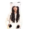 Women Hat Knitted Windproof Warm Winter Lei Feng Hat Cartoon Cat Shape Elastic Solid Color Thermal Cap