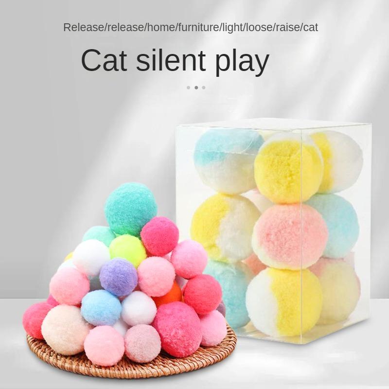 12 sztuk/pudełko Pluszowa piłka Zabawka dla kota Cicha piłka Kolorowe zabawki dla kota Kreatywna interaktywna piłka odbijająca się Zabawna piłka dla kociąt w pomieszczeniach Zabawka do żucia