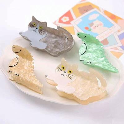 1 Stück Acryl Haaraccessoire Dinosaurier Klauenclip niedliche Katze Imitation Essigsäure Haarspange einfach Hinterkopf Hai-Clip