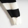 Maslan Spring Fashion Design Versatile Casual Age Reducing Black and White Striped Round Neck Long Sleeve Knitted Shirt