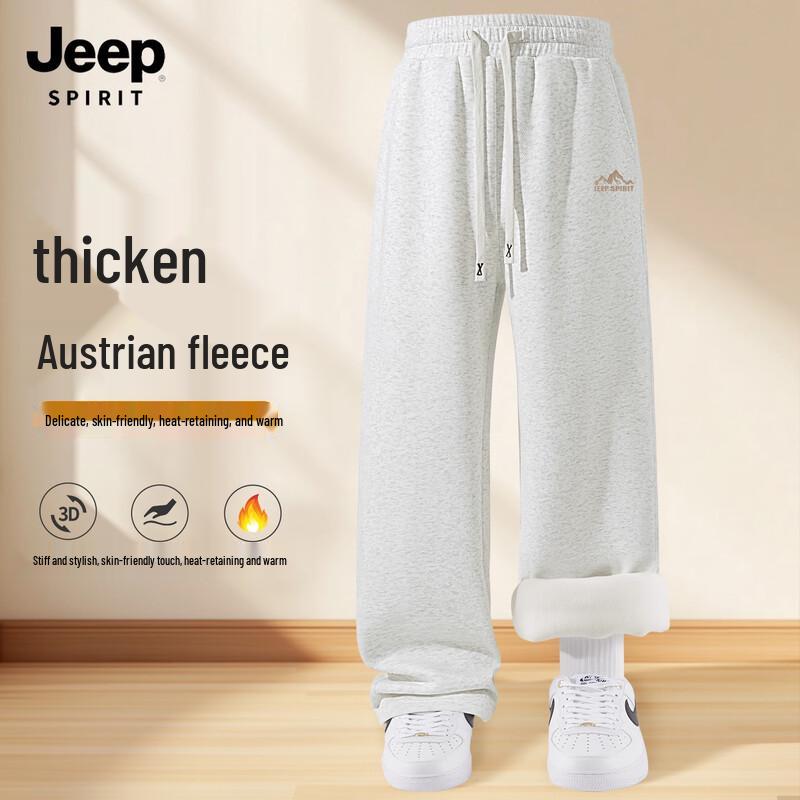 JEEP SPIRIT Herren 2025 Winter Fleecegefütterte Straight-Leg Sweatpants