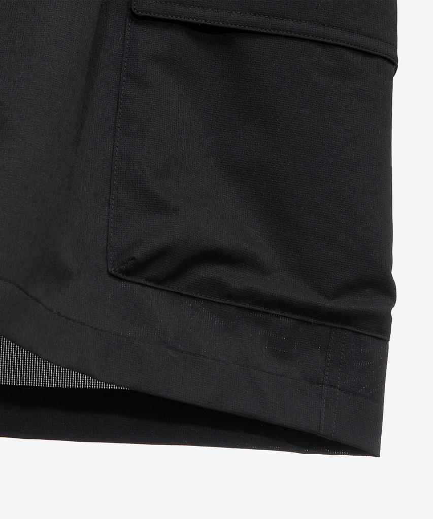 Mind Bridge [Air Cool] Mesh Semi-Wide Cargo Full Elastic Waist Black Half Pants