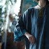 Johnature Women Vintage Blue T-Shirts Patchwork Embroidery Spring Long Sleeve O-Neck Loose T-Shirts
