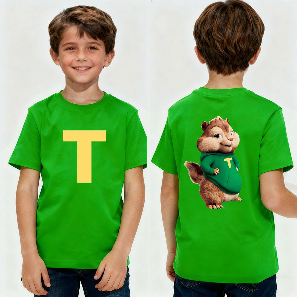 Alvin and The Chipmunks Funny Duplex Printing Tshirt Boys and Girls Fashion Casual Streetwear Child Daily Life Cotton Tee Tops