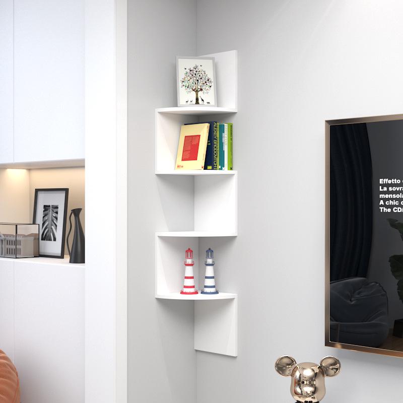 Punch-Free Corner Wall Shelf - Triangular Kitchen Bookshelf & Cabinet