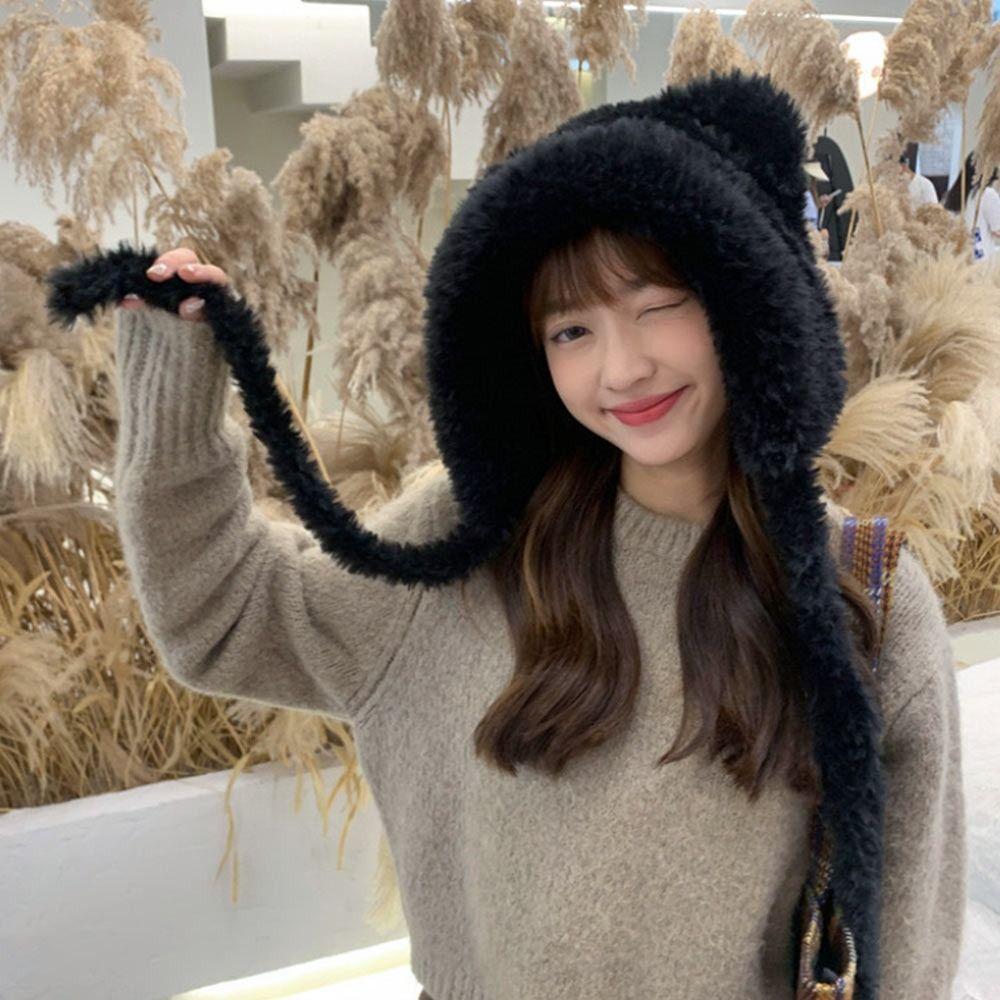 Woolen Winter Hat Cute Bear Ears Cycling Cap Fashion Bucket Hat  for Women