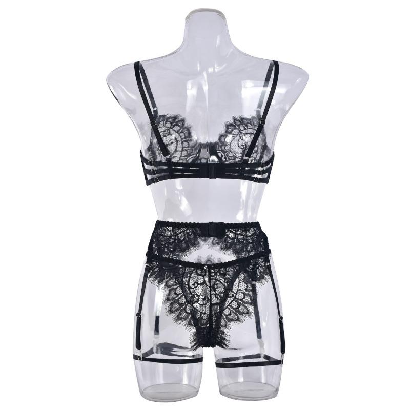Spitze Dreipunkt Sexy Hosenträger Stahlring Set Sex Unterwäsche