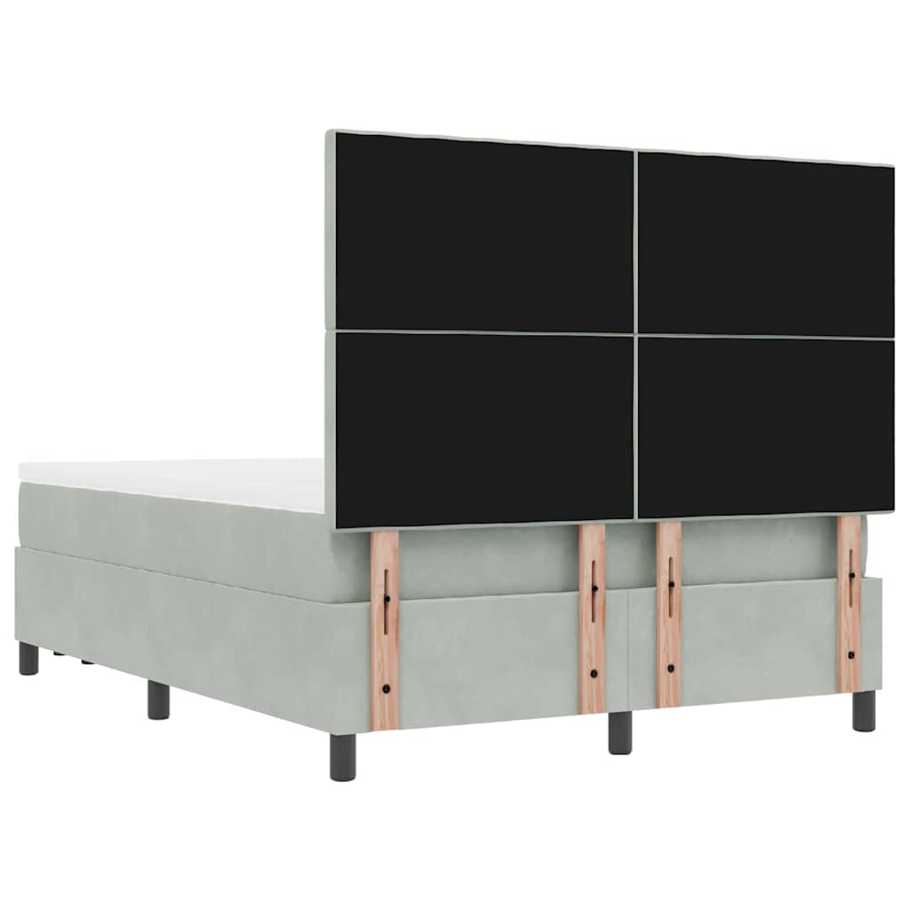 Box Spring Bed with Headboard Light Grey 190 x 140 cm Velvet
