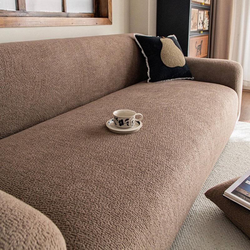 Funda de Sofá Japonesa Sólida Para Cuatro Estaciones Elástica a Prueba de Polvo Protector de Sillón Funda Elástica para Sofá de 1/2/3/4 Plazas Apta para Mascotas 3 Seater 190-230 cm