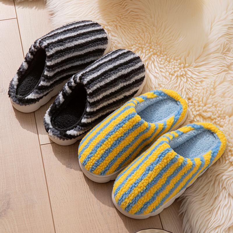 Autumn and winter new cotton slippers household warm non-slip thick bottom plush home slippers fleece