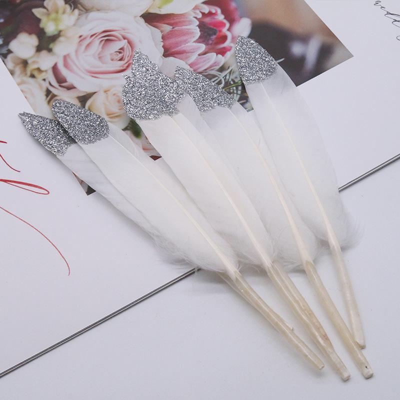 Kleines gerades Messer Farbverlauf Zweifarbig Feder Gänsefeder DIY Schmuckzubehör Kunsthandwerk Dekoration Handgemachte Materialien