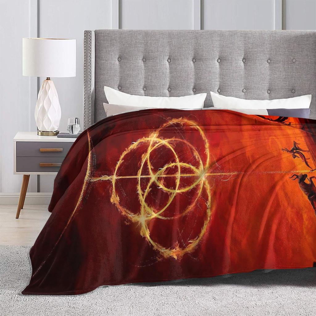Elden Ring Flannel Blanket Warm Soft Throw Blanket For Bedroom Travel Office Print Bedspread Sofa Bed Cover