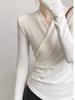Women's V-Neck Long-Sleeve Crossover Top - Slim, Stylish, Flattering Autumn/Winter Layer