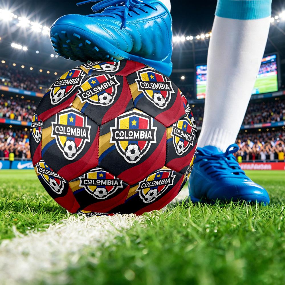 Pallone da Calcio Stampato Colombia Taglia 5 Resistente all'Usura Standard da Allenamento per Adulti Regalo per Appassionati per Partite Sportive Indoor Outdoor