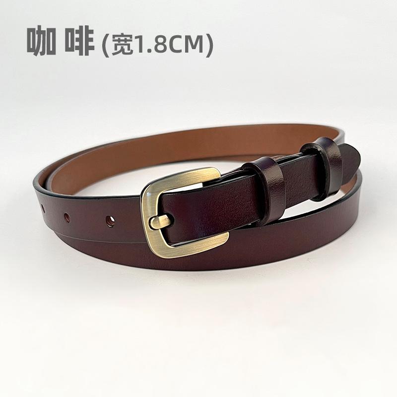 

Rhododendron Ladies Retro Leather Belt Cowhide Women S Belt Japanese Square Buckle Belt 105Cm with buckle