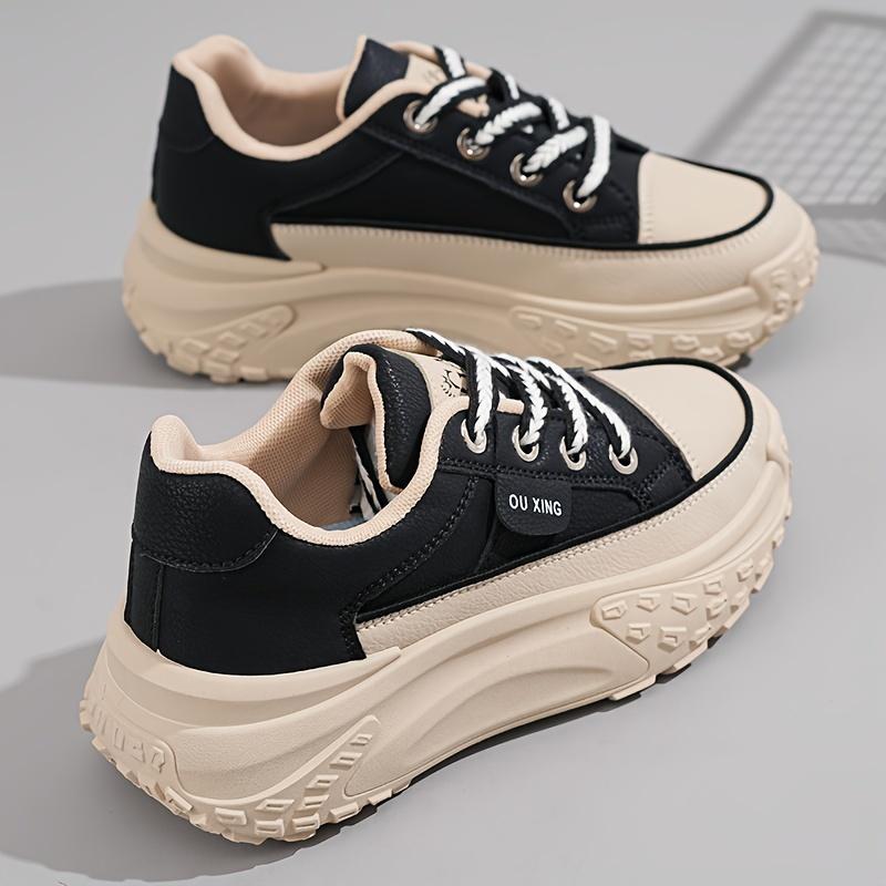 Women's Chunky Platform Sneakers, Fashion Thick Sole Dad Shoes, Versatile Casual Sports Shoes For Students, Breathable Lace-Up Trainers