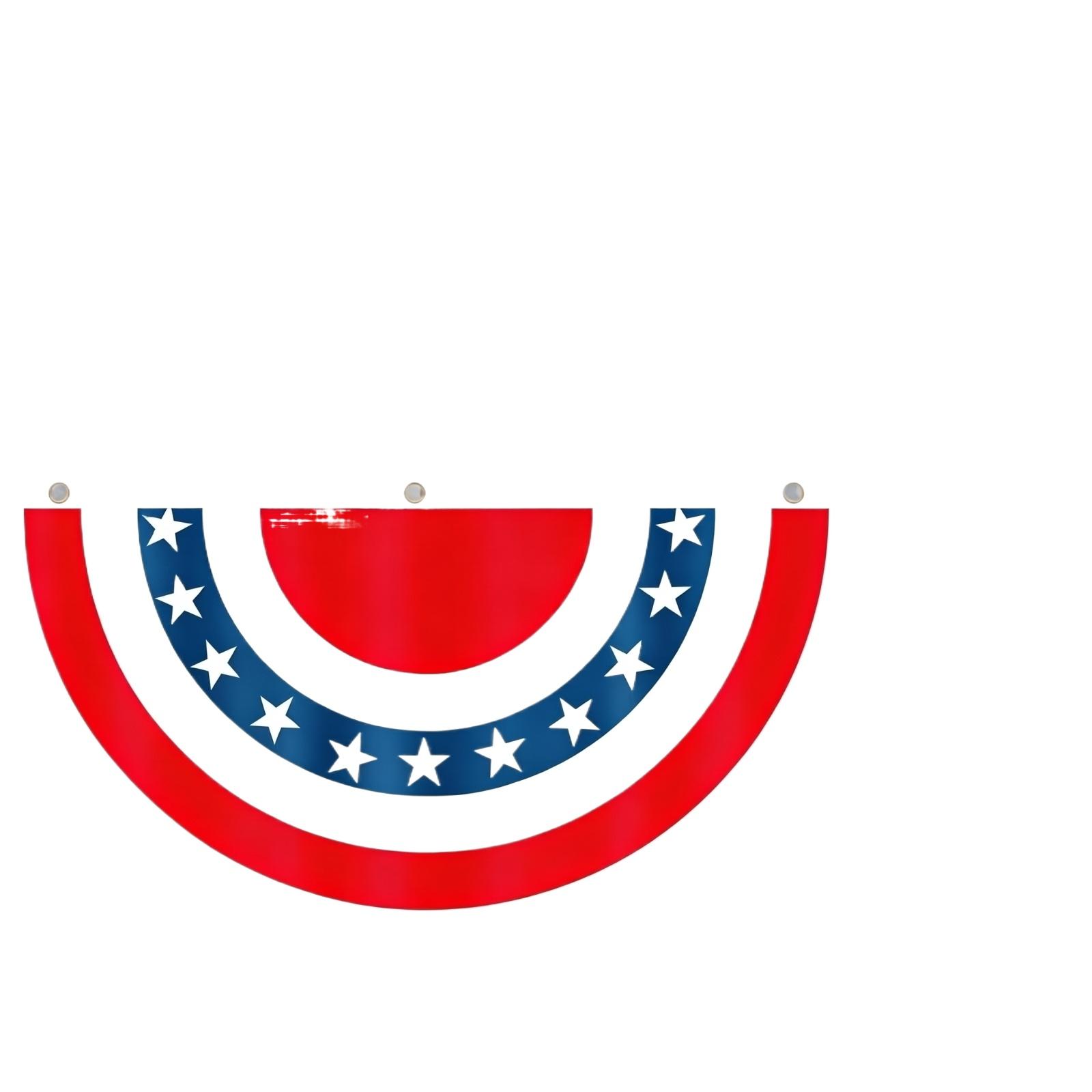 

Patriotic Fan Shaped Hanging Flag Decoration for Outdoor Use Suitable for Garden Party and Holiday Celebrations Made of Durable Polyester Material One Size