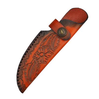 Fixed Blade Knife Holder Embossed Cowhide Scabbard Pocket Knife Cover Leather Sheath Case Camping Knife Holsters Belt Buckle