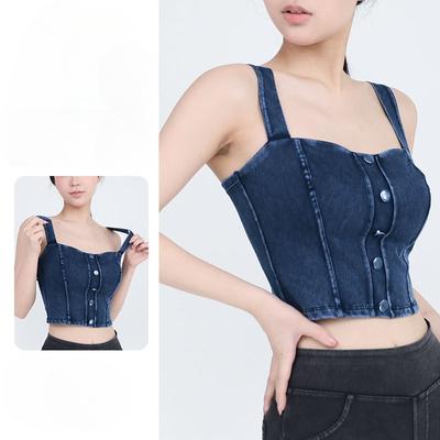 Frühling und Sommer Damen Neu Hochelastisch U-förmig mit Brustpolster Träger Sport Freizeit Fitness Yoga Weste