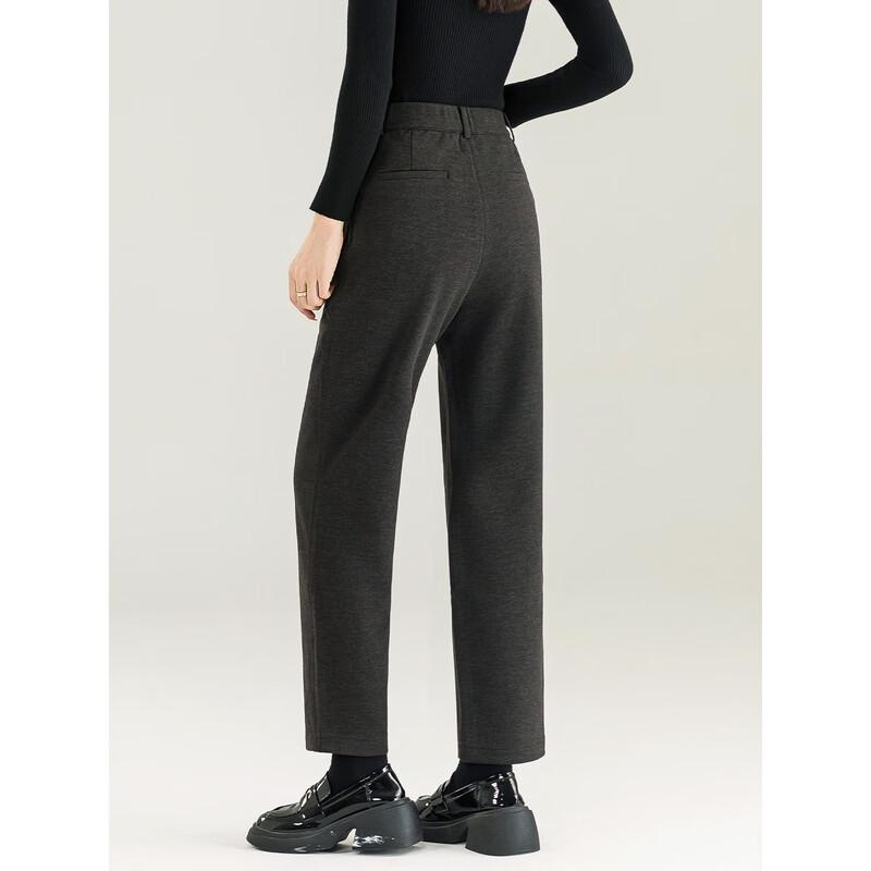 MengShuYa Women's Petite High-Waist Faux Wool Tapered Ankle Pants