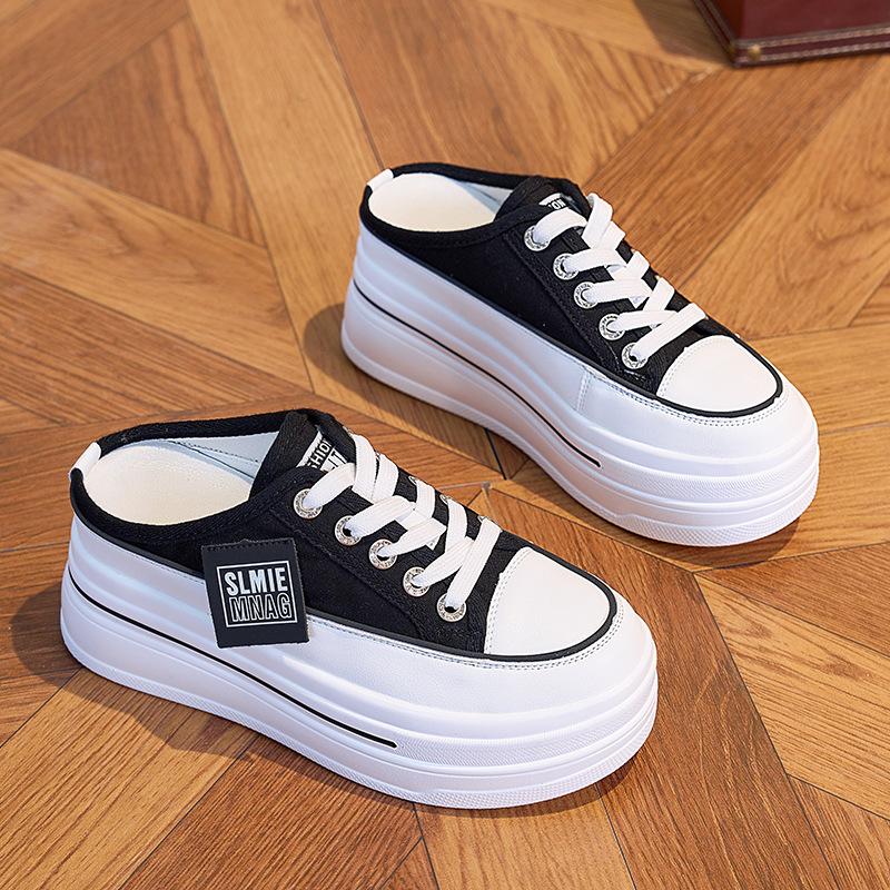 

Белые туфли на толстой подошве для женщин, летние дышащие сетчатые туфли, полушлепанцы, универсальная спортивная повседневная обувь на платформе 39