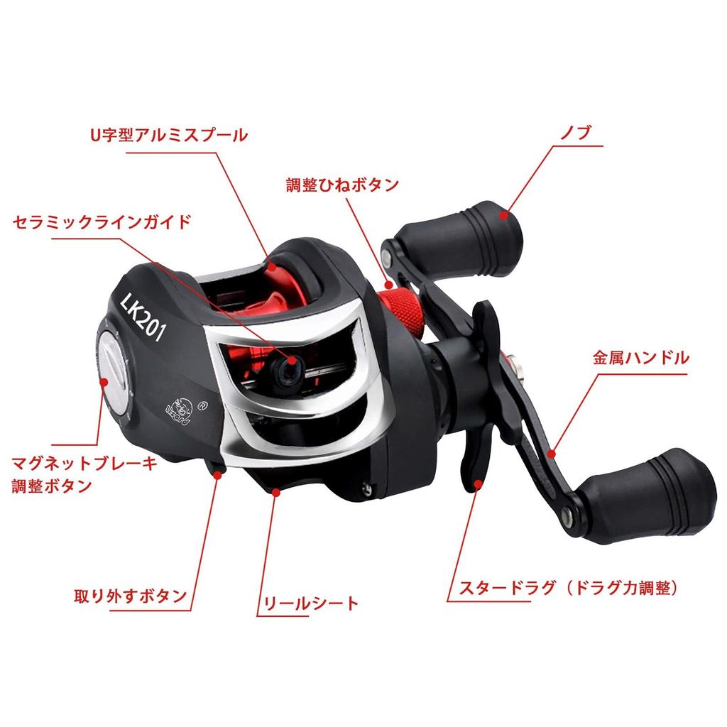 Baitcasting Reel for Salt and Freshwater Magnetic Gear Max Drag Force Bass Fishing Fishing, Brake, 7.21 Ratio, 17+1BB, 8kg, Lightweight, Left/Right