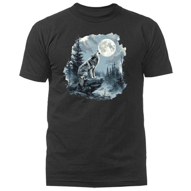 Howling Wolf Moonlight Wilderness Outdoor Wildlife Nature T-shirt S