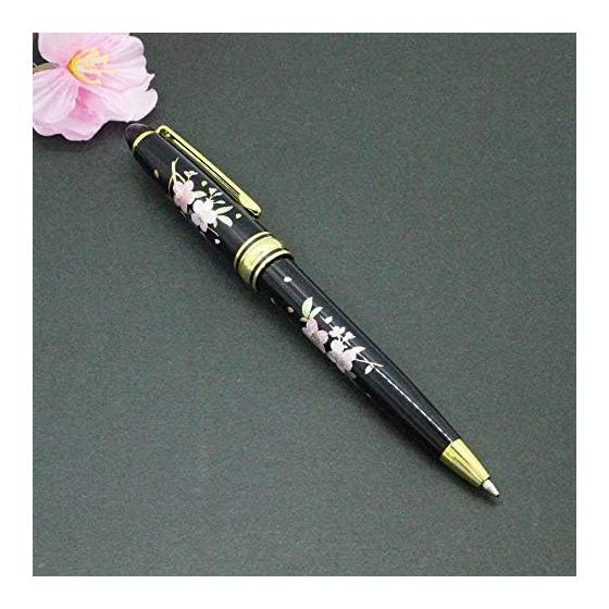 Maki-e Ballpoint Pen, Cherry Blossom, Pure Gold Powder, Lacquerware, Kaga Yamanaka, Luxury Writing Instrument with Case