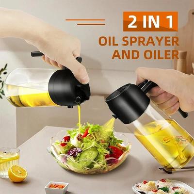 2in1 470ml Plastic Spray Oil Sprayer Bottle Spray Oil Dispenser Oil Jar Cruet BBQ Kitchen Baking Roasting Picnic Kitchen Tool