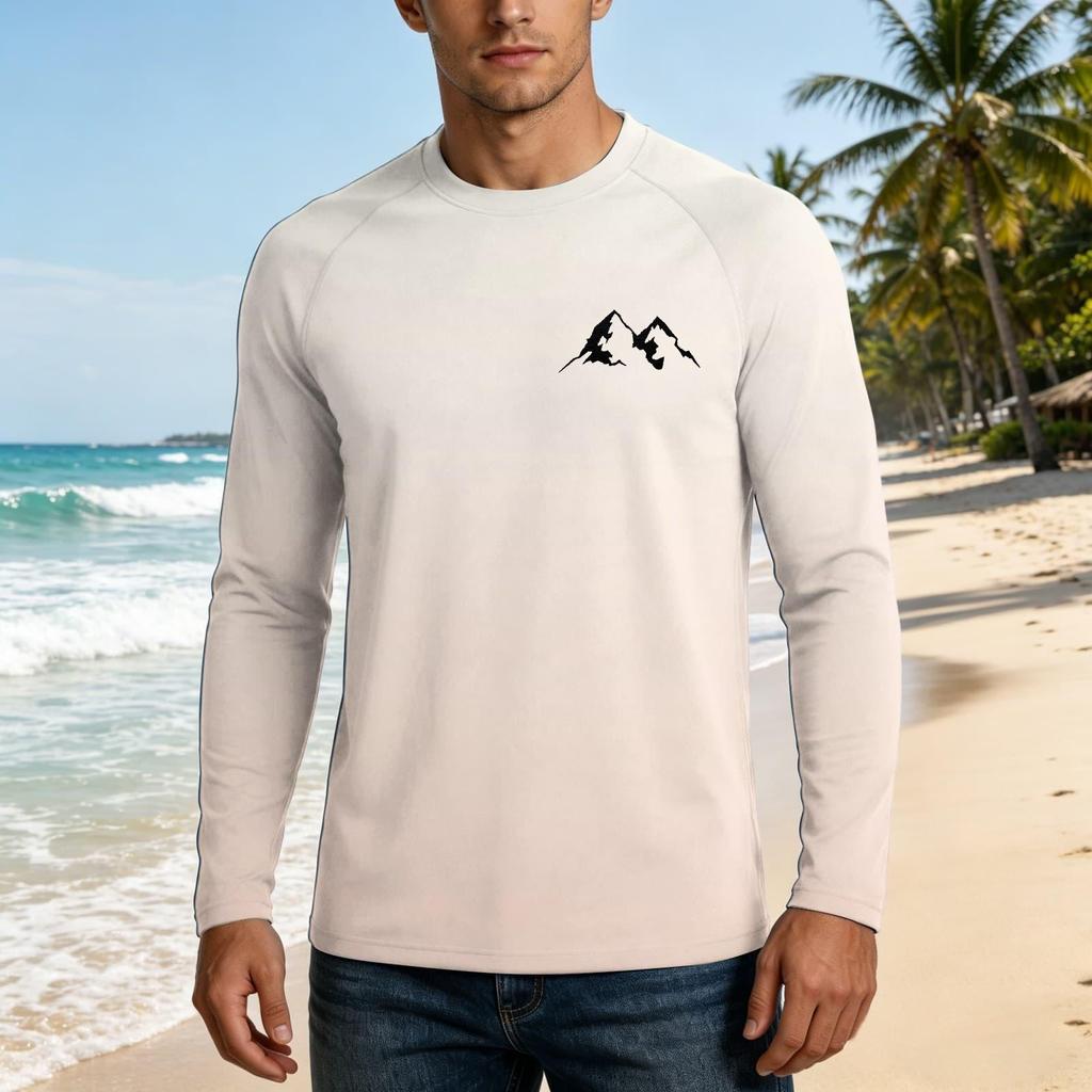 Men's Long Sleeve UPF50+ Sun Protection Shirt Lightweight Breathable Quick Dry Outdoor Casual Loose Fit T-Shirt for Summer Hiking Fishing