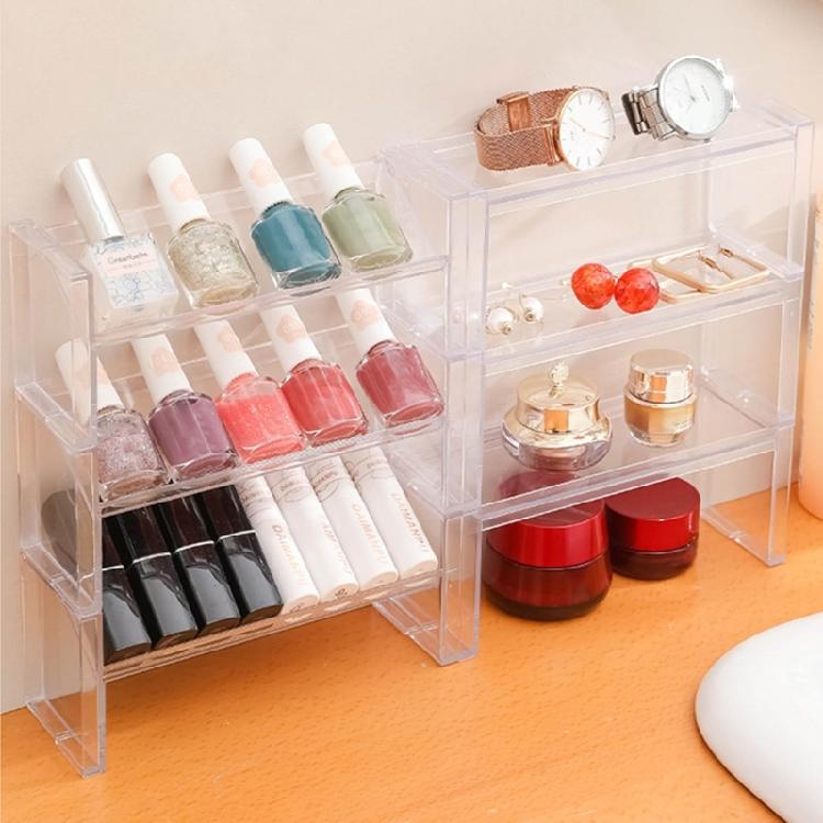 Desktop Clear Storage Holder Transparent Stackable Shelf Home Kitchen Bathroom