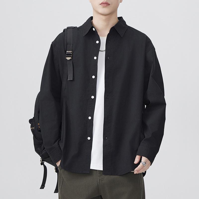 New Japanese Retro Spring Long-sleeved Casual Shirt Men's Pure Cotton Shirt American Style