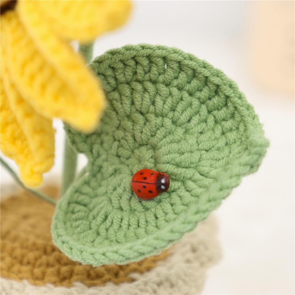 Crochet Sunflower Potted Plant Handcrafted Fabric for Home Table Shelf Decoration Easter Wedding Anniversary Gift for Teacher