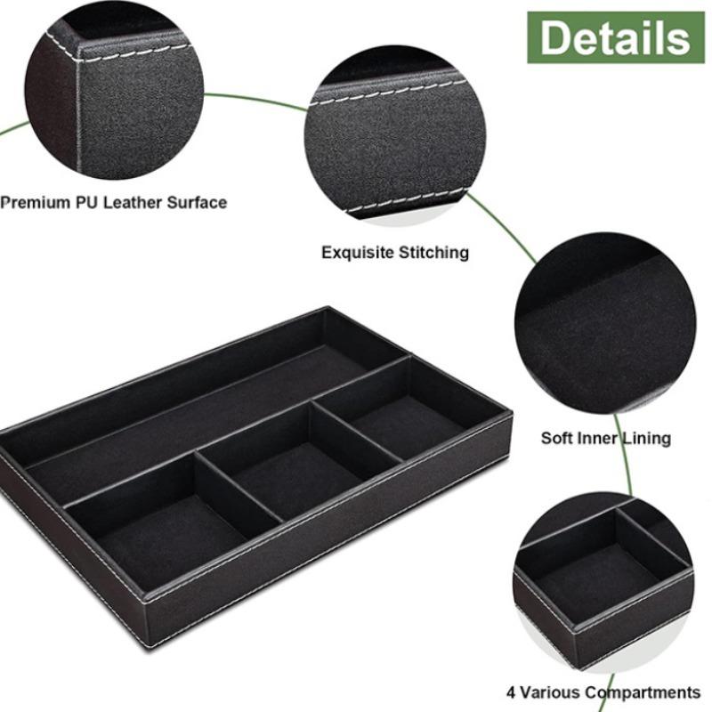 Multifunctional Leather Desktop Storage Box File Tray Porch Creative Storage Tray Home Parts Tray Storage