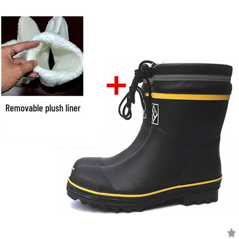 Men's Puncture-Resistant Steel Toe Rain Boots – Mid-Calf Rubber Work Shoes for Construction & Fishing