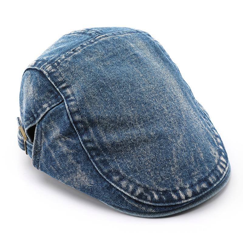 1pc Four Seasons Denim Solid Newsboy Caps Men Washed Flat Peaked Cap Women Painter Beret Hats,Men Painter Beret Hats for Tralve