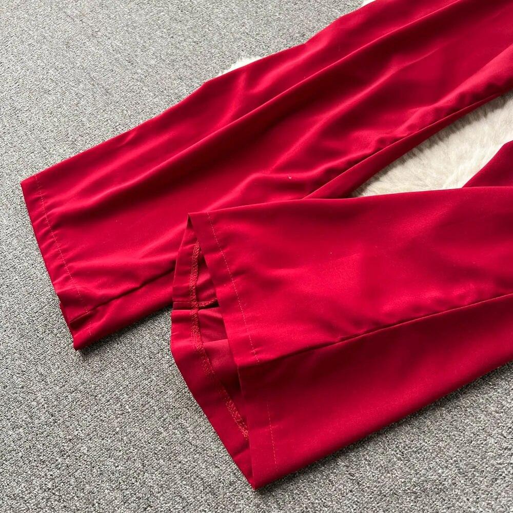 2024, primăvară și vară, nou sexy, cu decolteu în V, cu bretele în talie, care îmbrățișează, pantaloni lungi, drepti, grațioși, cu picioare late