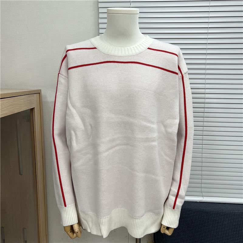 Höst/Vinter Unisex Lös Jacquardtröja med Broderat Bokstavslogotyp och Rund Hals