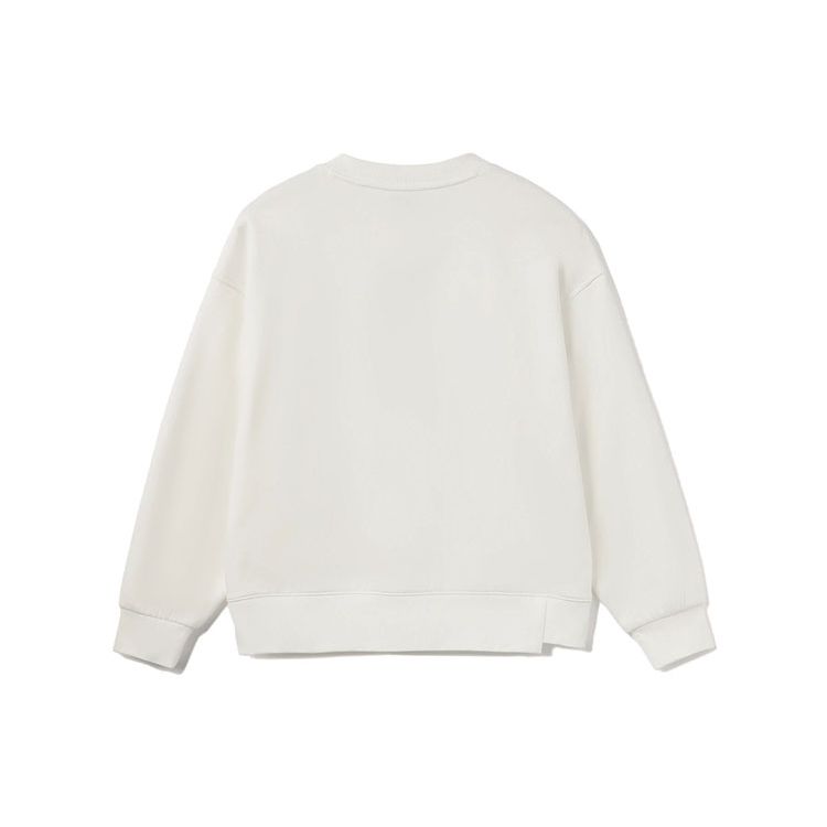 Li Ning Sports Lifestyle Series Heart Print Loose Fleece Pullover Long Sleeve Sweatshirt Women Sweatshirt Off-White AWDRD46-1