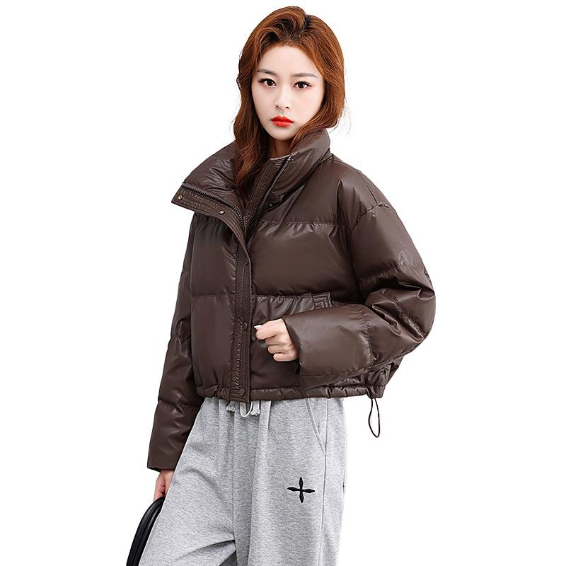 

Зимняя Новая Свободная Куртка с Хлопковой Подкладкой Короткая Куртка с Высоким Воротником и Подкладкой из Кожи и Хлопка для Женщин. XL коричневый