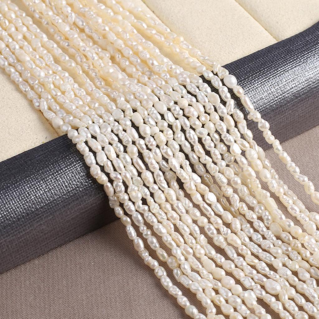 1String, White Natural Freshwater Pearls, Irregular Rice Pearl Beads, 1.8-2mm, for DIY Jewelry Making, Unique Birthday Party Wedding Crafts, 36cm