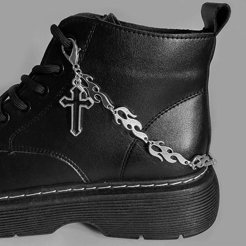 1pc Thorned Flame Cross Shoe Chain Boots & Canvas Shoes Accessories Shoe Decoration Pendant Women Fashion Party Jewelry Gifts