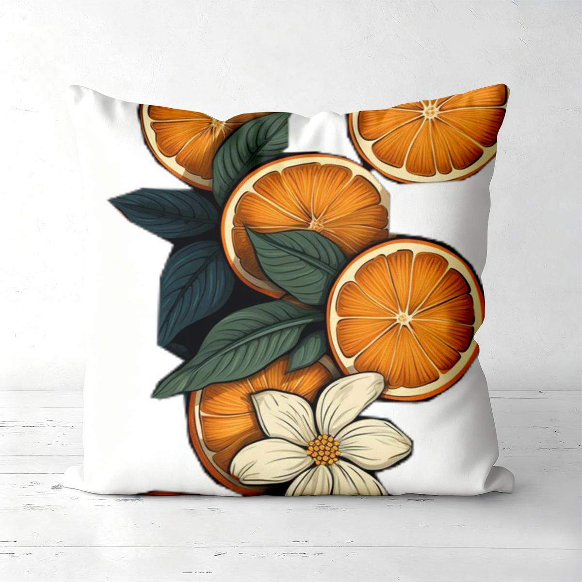 

Orange Patterned Cushions Fresh Fruit Leaf Design Polyester pillowcase, sofa decorative cushion cov Headboard Pillow 45x45cm