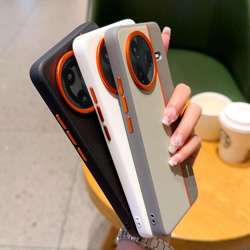 Für Xiaomi Redmi K80 5G/Poco F7 Pro 5G Hülle Spleiß PC + PU Leder Handy Rückabdeckung mit Metall-Kameraring/Tasten