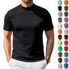 Męski T-shirt z krótkim rękawem i półgolfem Lekki Elastyczny Oddychający Podstawowy Top Miękki Dopasowany Podkoszulek do Codziennego Ubrania
