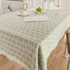 French Grid Tablecloth, Checkered Woven Table Cover for Dining Table, Rectangular Round Desk Mat for Coffee Table Nightstand, Home Decor