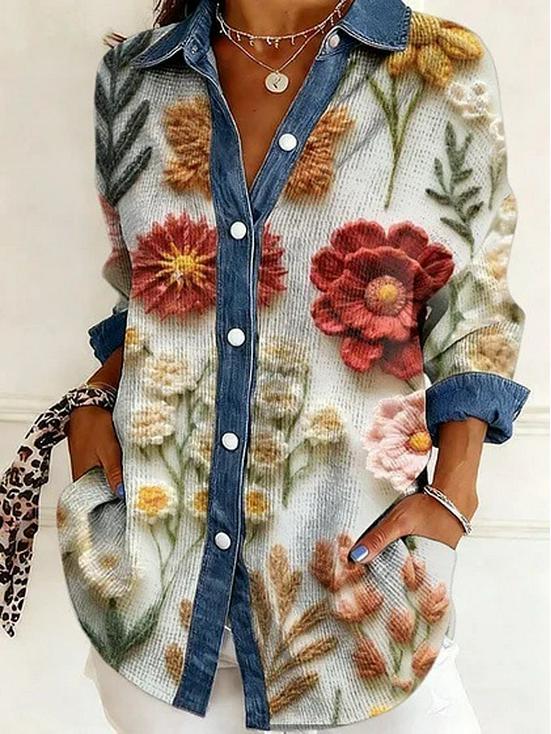 2026 European-American Patchwork Floral 3D Print Women's Spring Cardigan