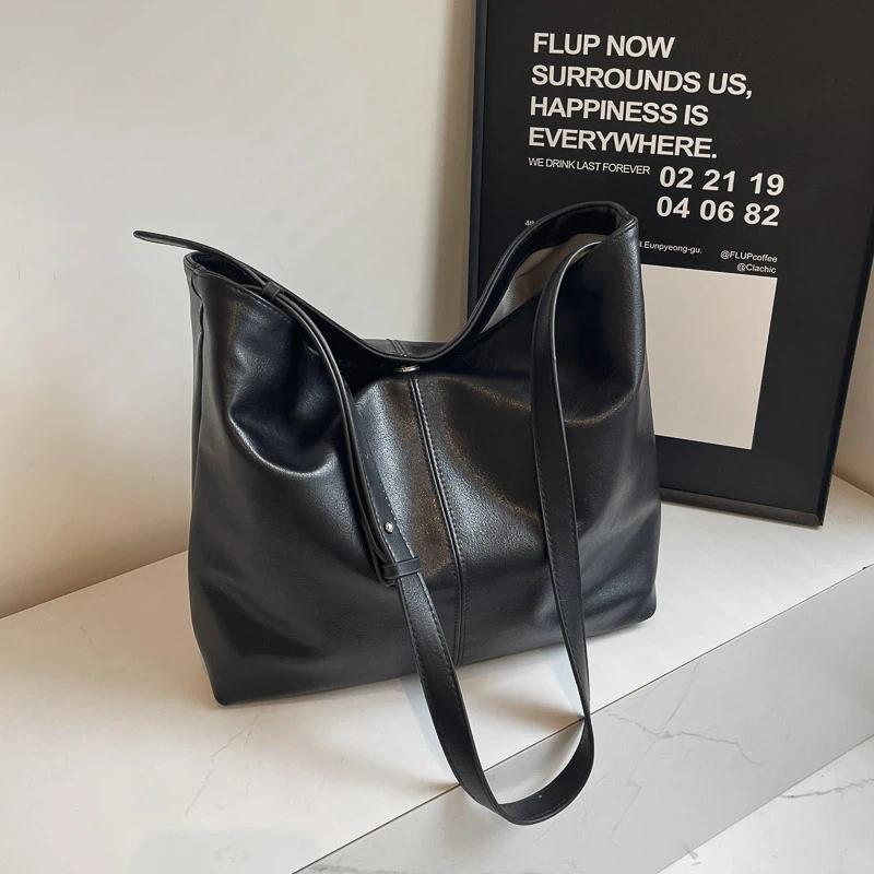 Simplicity PU lock sewing line shoulder bag large capacity commute hot sale versatile retro feminine crossbody bags