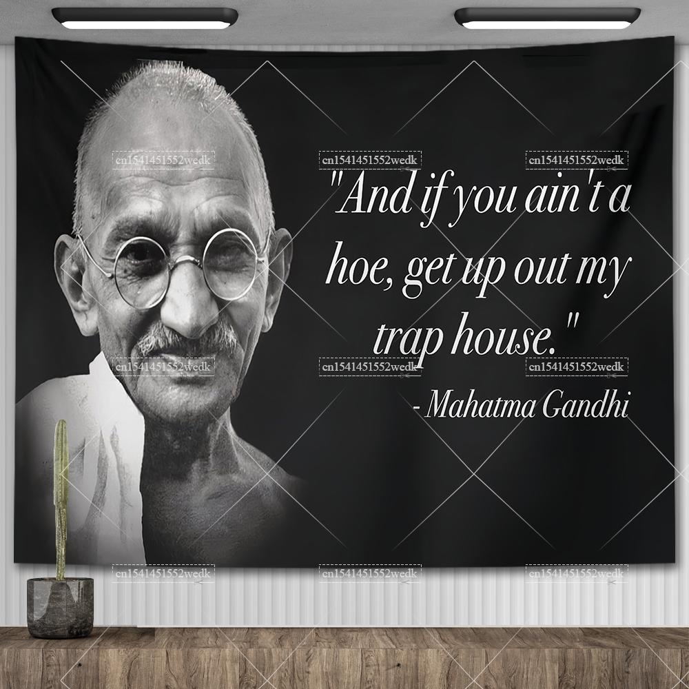 Chief Gandhi Flag Quote Banner Wall Decor Tapestry Gandhi's Trap House Meme Tapestry Aesthetic Yoga Mats Bedroom Decoration